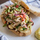 Italų kalba Chicken Salad Sandwiches have crunch, color, and a tangy dijon vinaigrette.